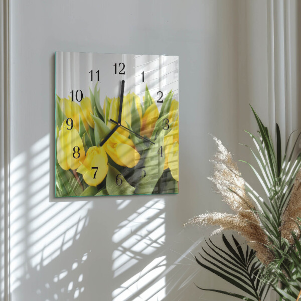 Square wall clock Tulip Flowers