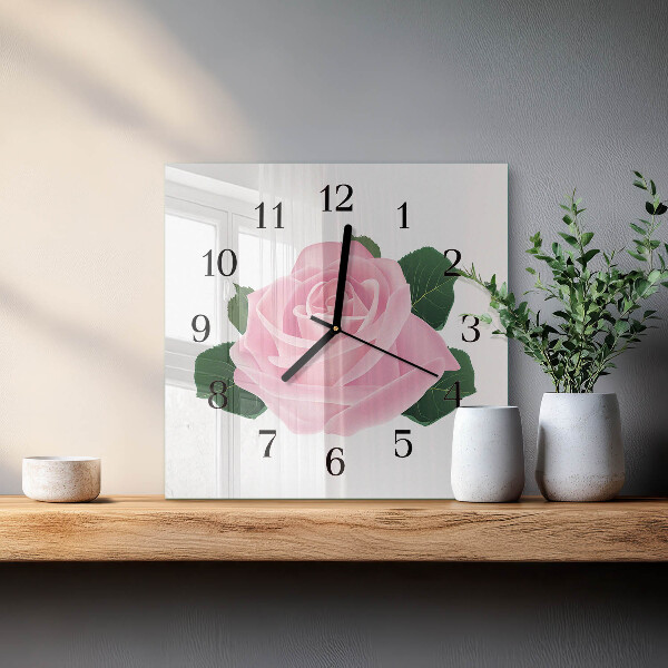 Square wall clock Rose