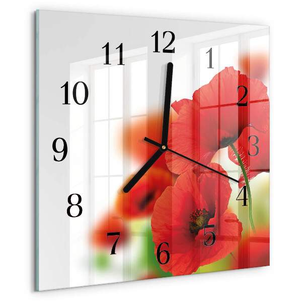 Square wall clock Poppies