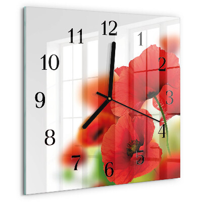 Square wall clock Poppies