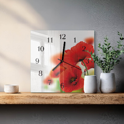 Square wall clock Poppies