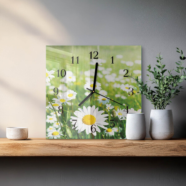 Square wall clock Daisies