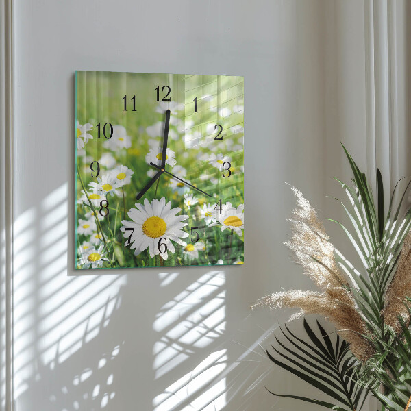 Square wall clock Daisies