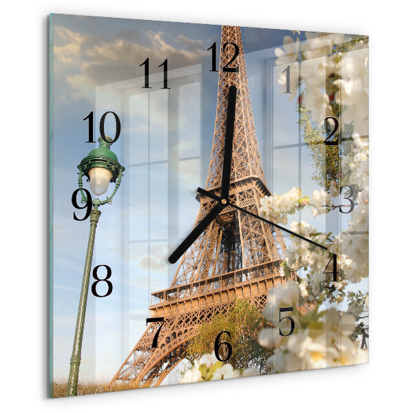 Square wall clock Eiffel Tower Paris