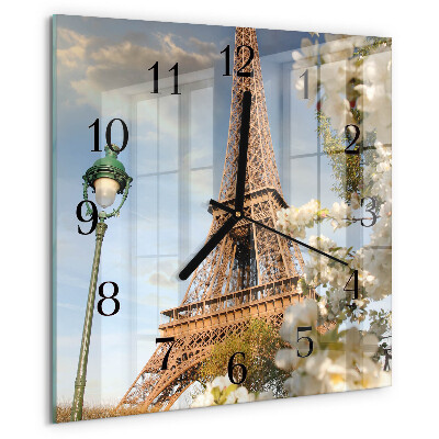 Square wall clock Eiffel Tower Paris