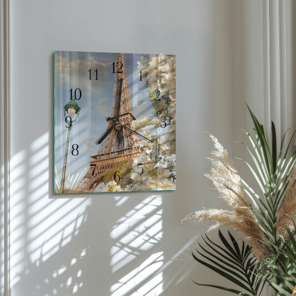 Square wall clock Eiffel Tower Paris