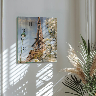 Square wall clock Eiffel Tower Paris