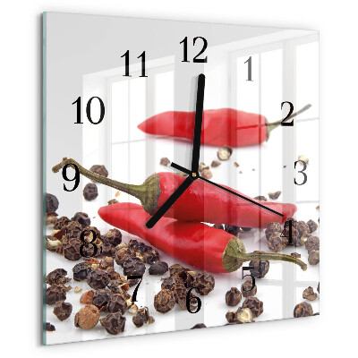 Square wall clock Chili peppers