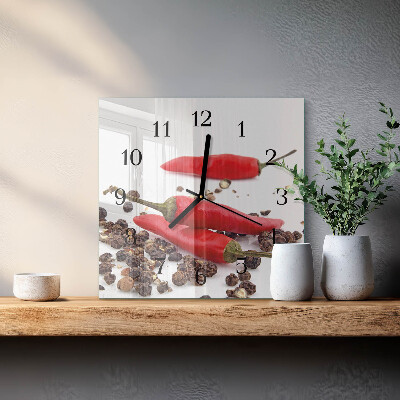 Square wall clock Chili peppers
