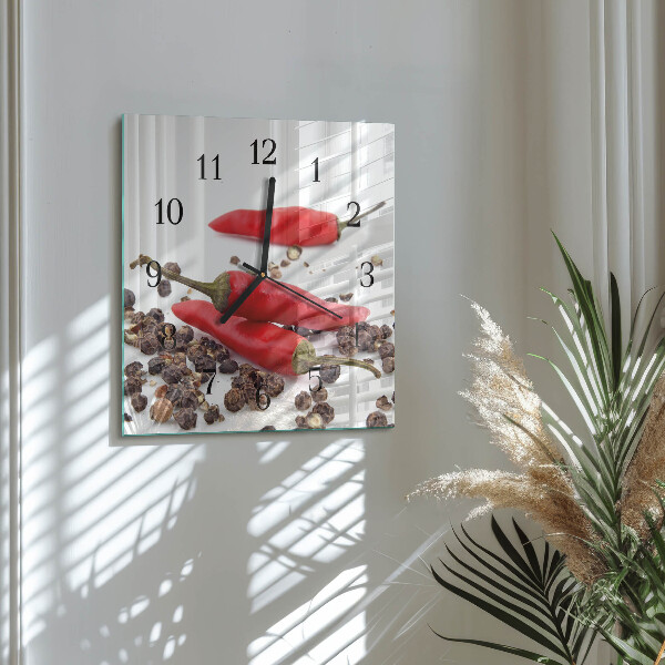Square wall clock Chili peppers