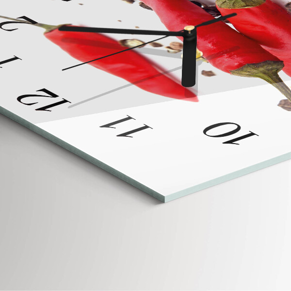 Square wall clock Chili peppers