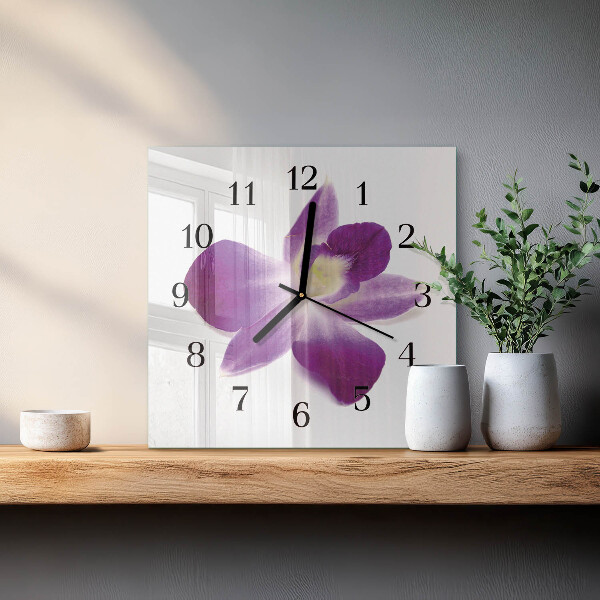 Square wall clock Orchid Flower