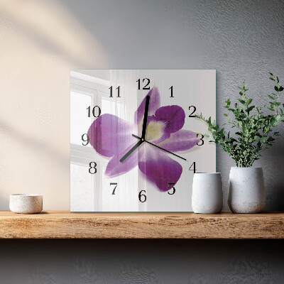 Square wall clock Orchid Flower