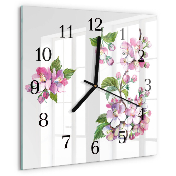 Square wall clock Flowers