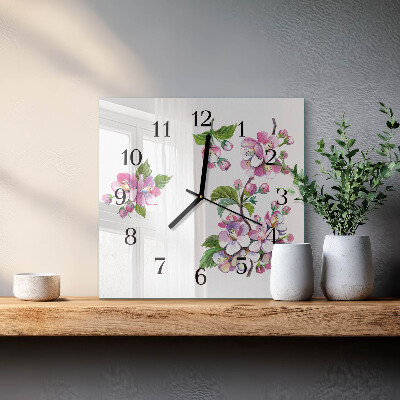 Square wall clock Flowers