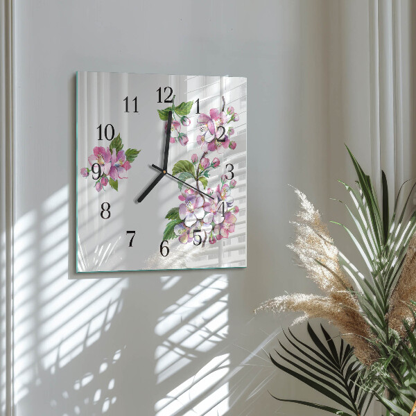 Square wall clock Flowers