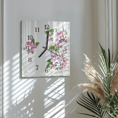 Square wall clock Flowers
