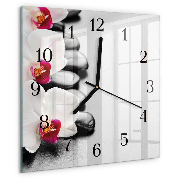 Square wall clock Orchid Stones