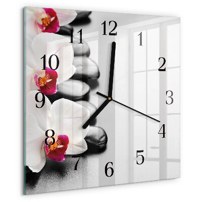 Square wall clock Orchid Stones