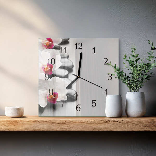Square wall clock Orchid Stones