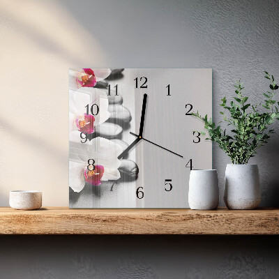 Square wall clock Orchid Stones