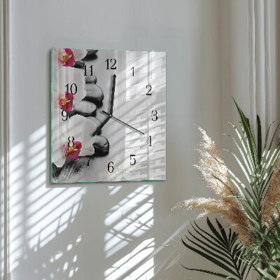 Square wall clock Orchid Stones