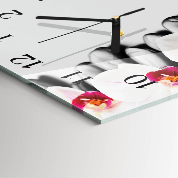 Square wall clock Orchid Stones