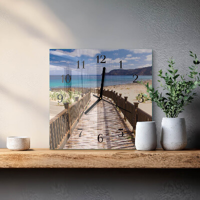 Square wall clock Beach Sea