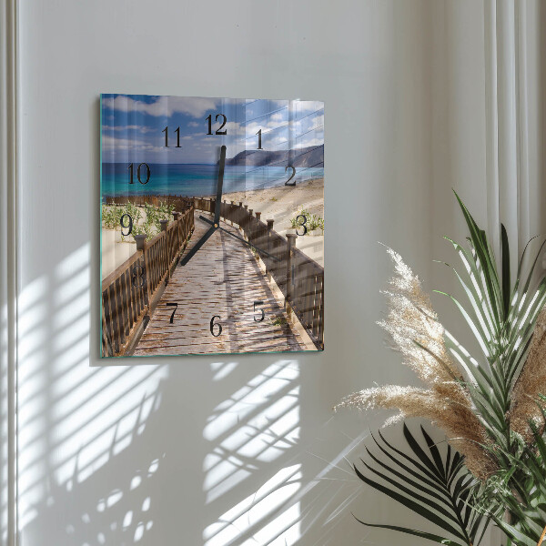 Square wall clock Beach Sea