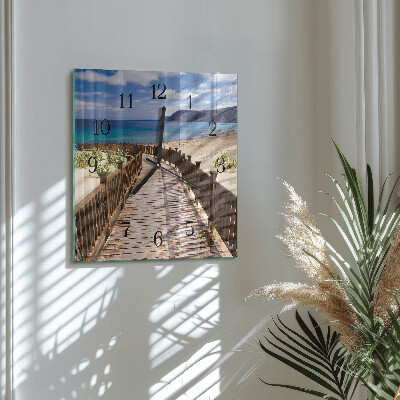 Square wall clock Beach Sea