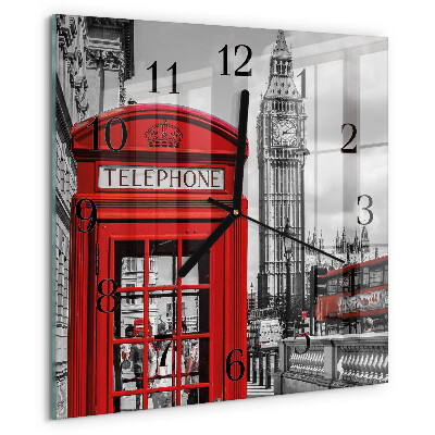 Square wall clock Red Telephone Booth