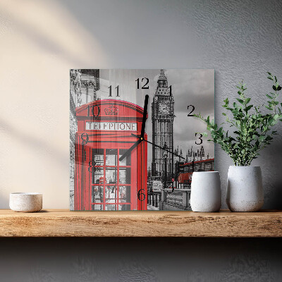 Square wall clock Red Telephone Booth