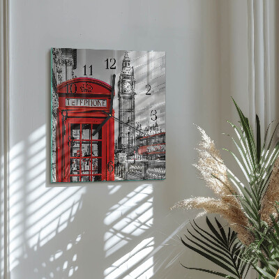 Square wall clock Red Telephone Booth