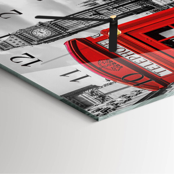 Square wall clock Red Telephone Booth