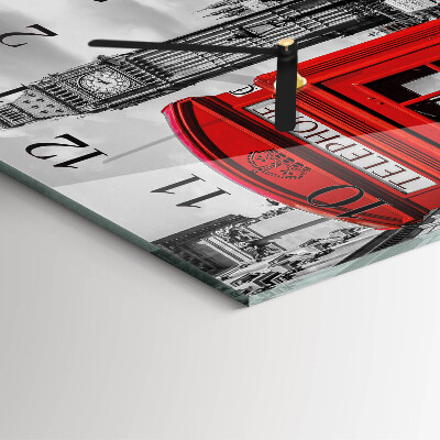 Square wall clock Red Telephone Booth