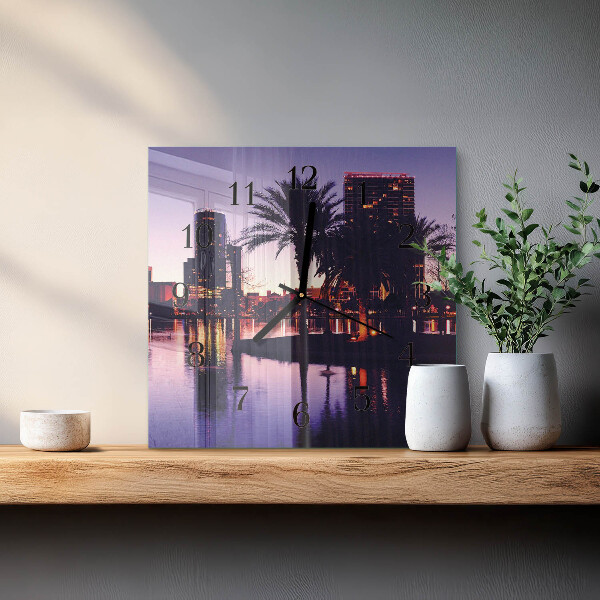 Square wall clock Florida Palm Trees
