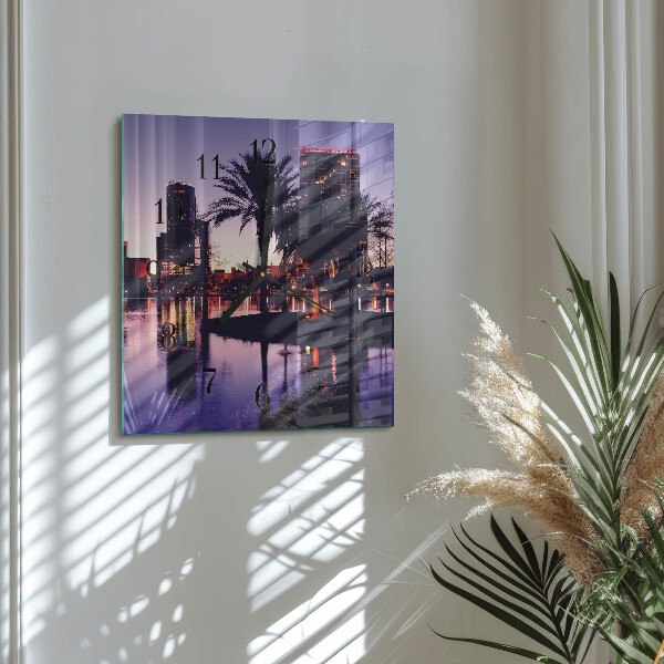 Square wall clock Florida Palm Trees