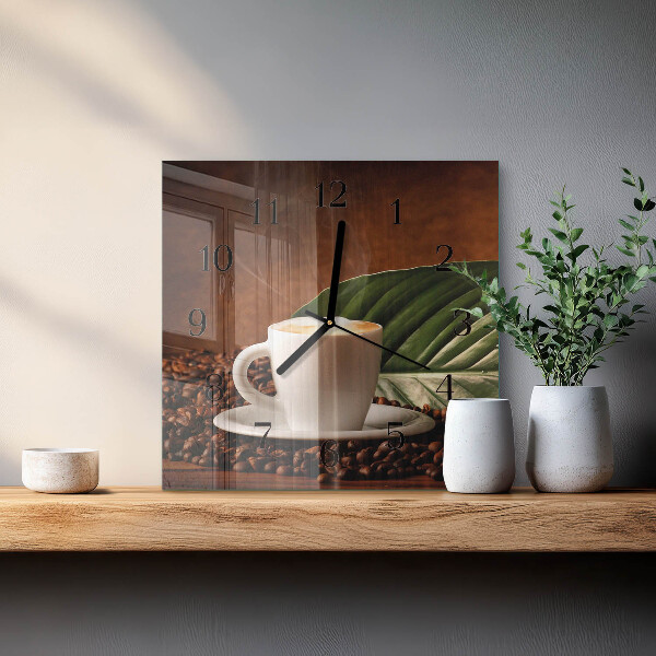 Square wall clock Cup of Coffee