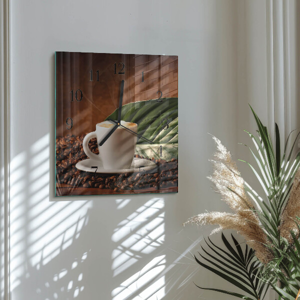Square wall clock Cup of Coffee
