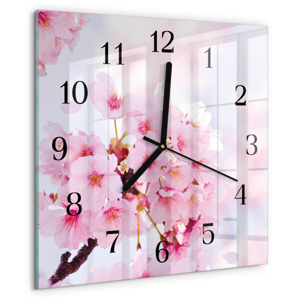 Square wall clock Flowers