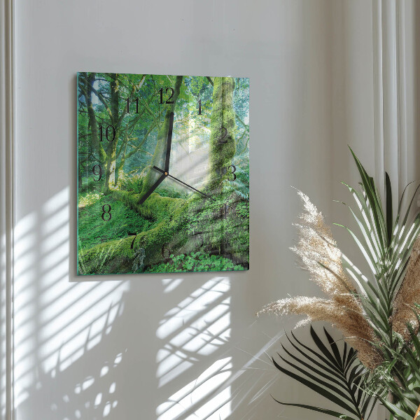 Square wall clock Forest Moss