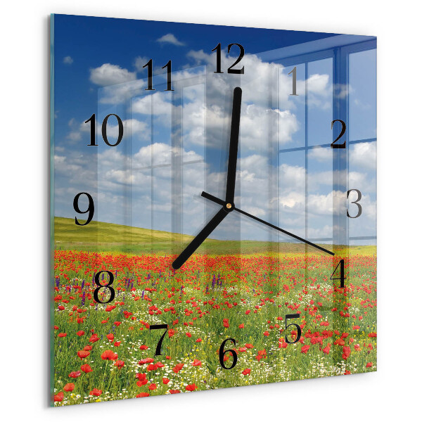 Square wall clock Poppy Field