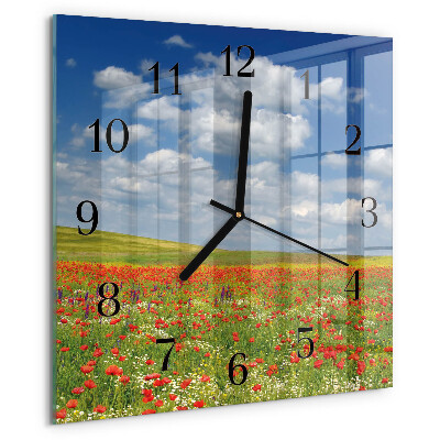 Square wall clock Poppy Field