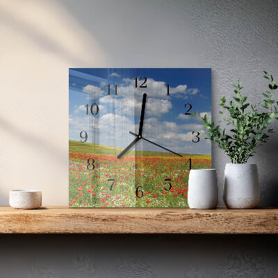 Square wall clock Poppy Field
