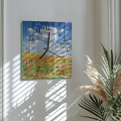 Square wall clock Poppy Field