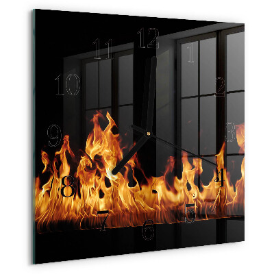 Square wall clock Fire