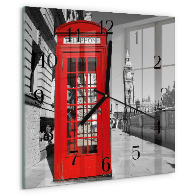 Square wall clock Red Telephone Booth