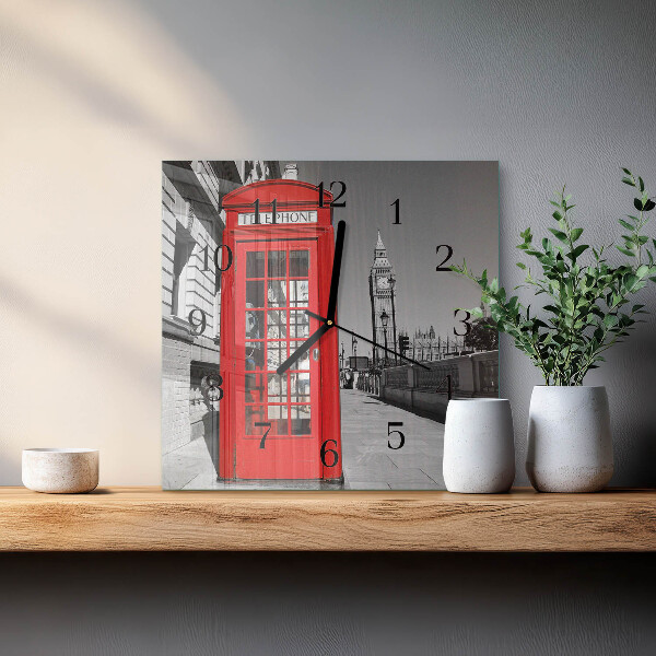 Square wall clock Red Telephone Booth