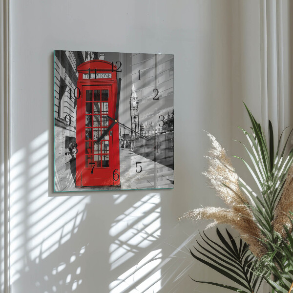 Square wall clock Red Telephone Booth