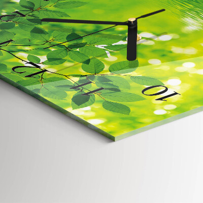 Square wall clock Leaves